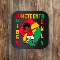 Juneteenth Vibes Only Dabbing African American Boys Coaster thumb 0