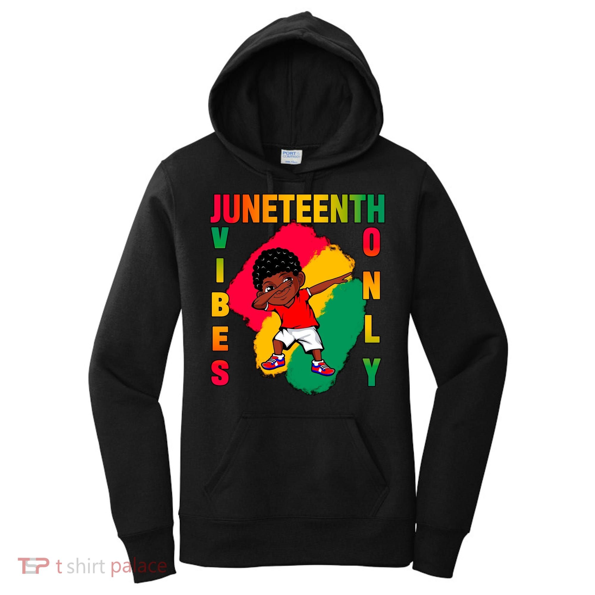Juneteenth Vibes Only Dabbing African American Boys Women's Hoodie