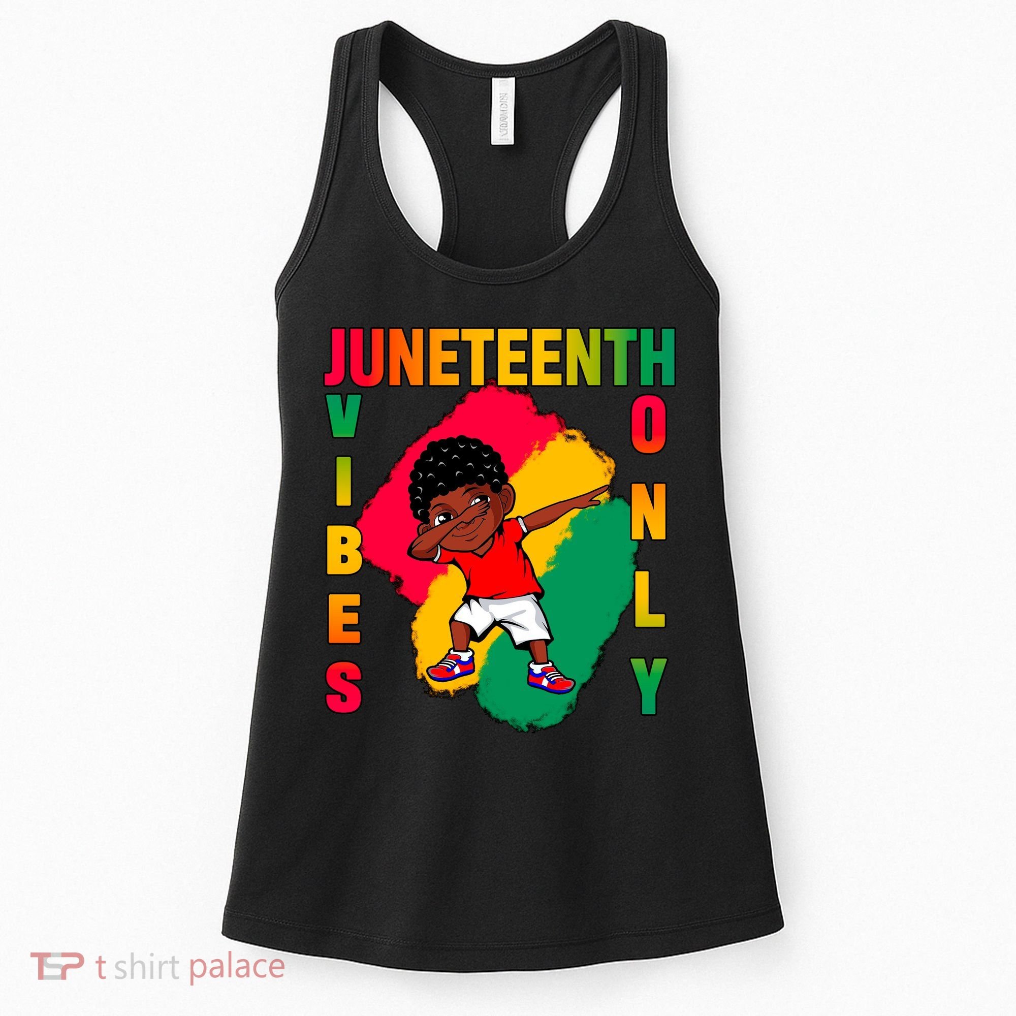 Juneteenth Vibes Only Dabbing African American Boys Women's Tank Top