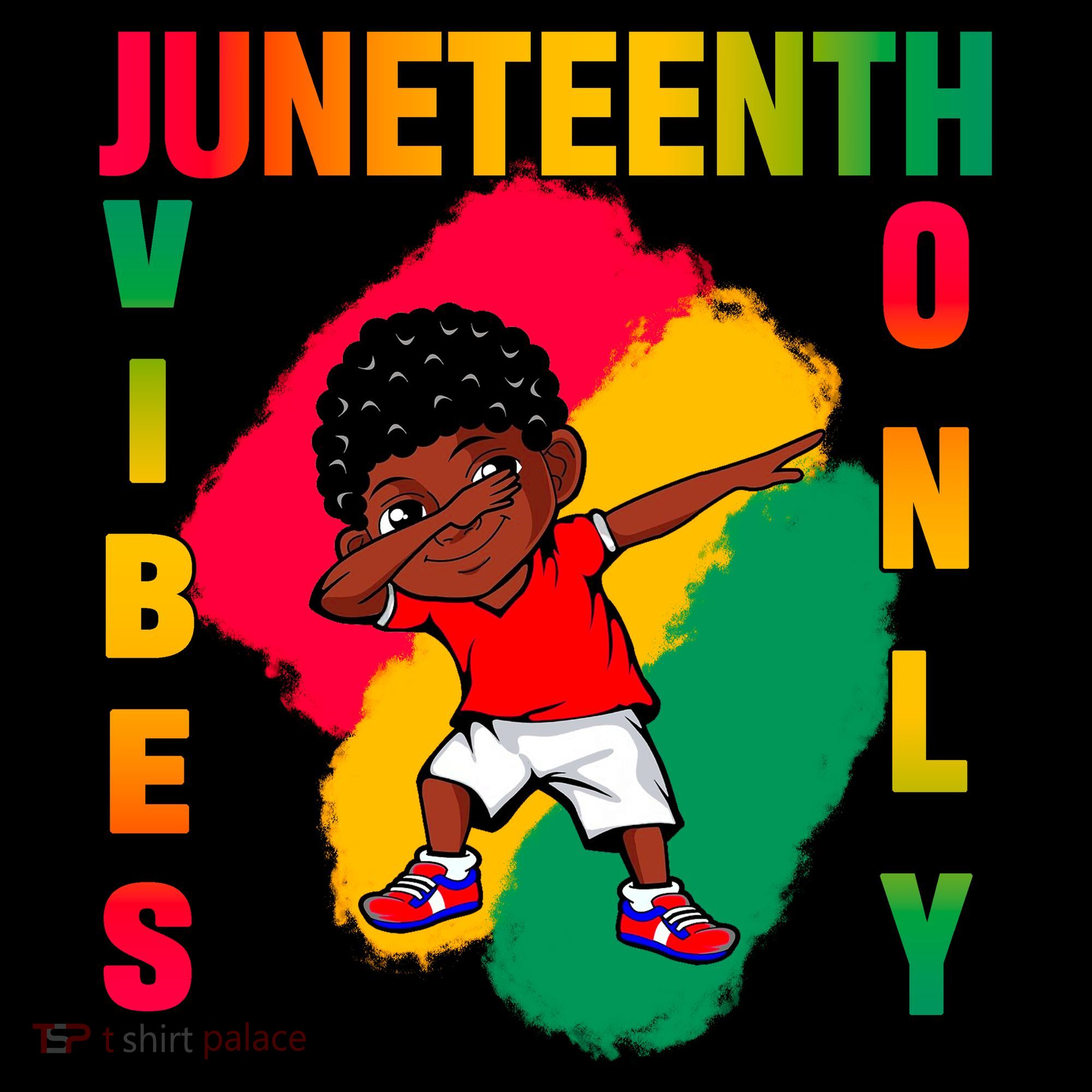Juneteenth Vibes Only Dabbing African American Boys Women's Tank Top