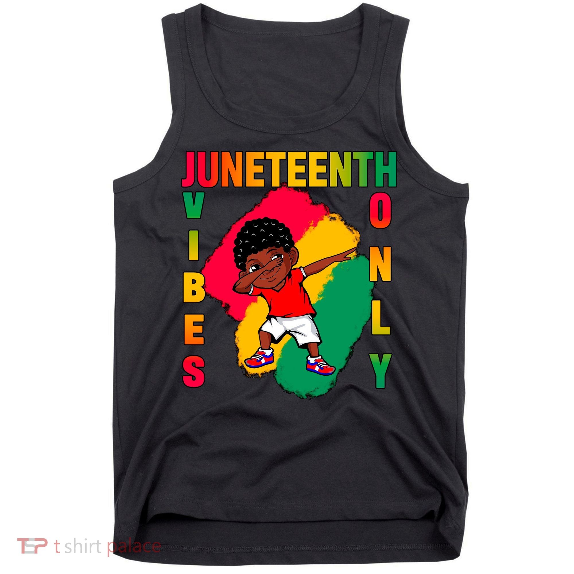 Juneteenth Vibes Only Dabbing African American Boys Tank Top