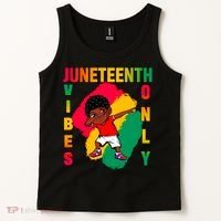 Juneteenth Vibes Only Dabbing African American Boys Tank Top thumb 2