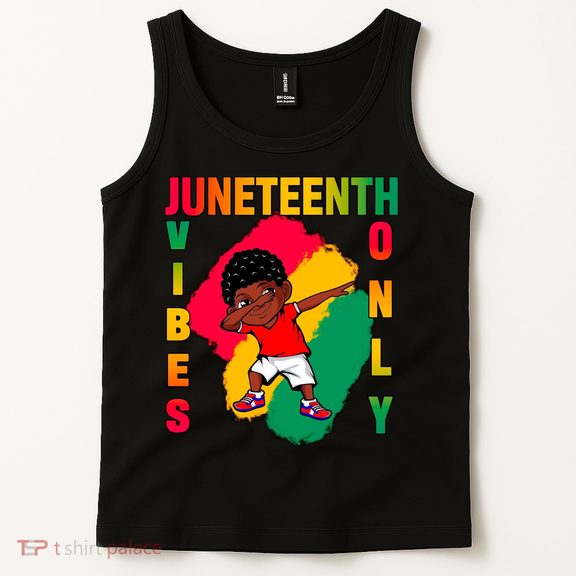 Juneteenth Vibes Only Dabbing African American Boys Tank Top