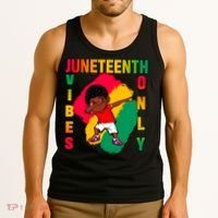 Juneteenth Vibes Only Dabbing African American Boys Tank Top thumb 3
