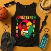 Juneteenth Vibes Only Dabbing African American Boys Tank Top thumb 4