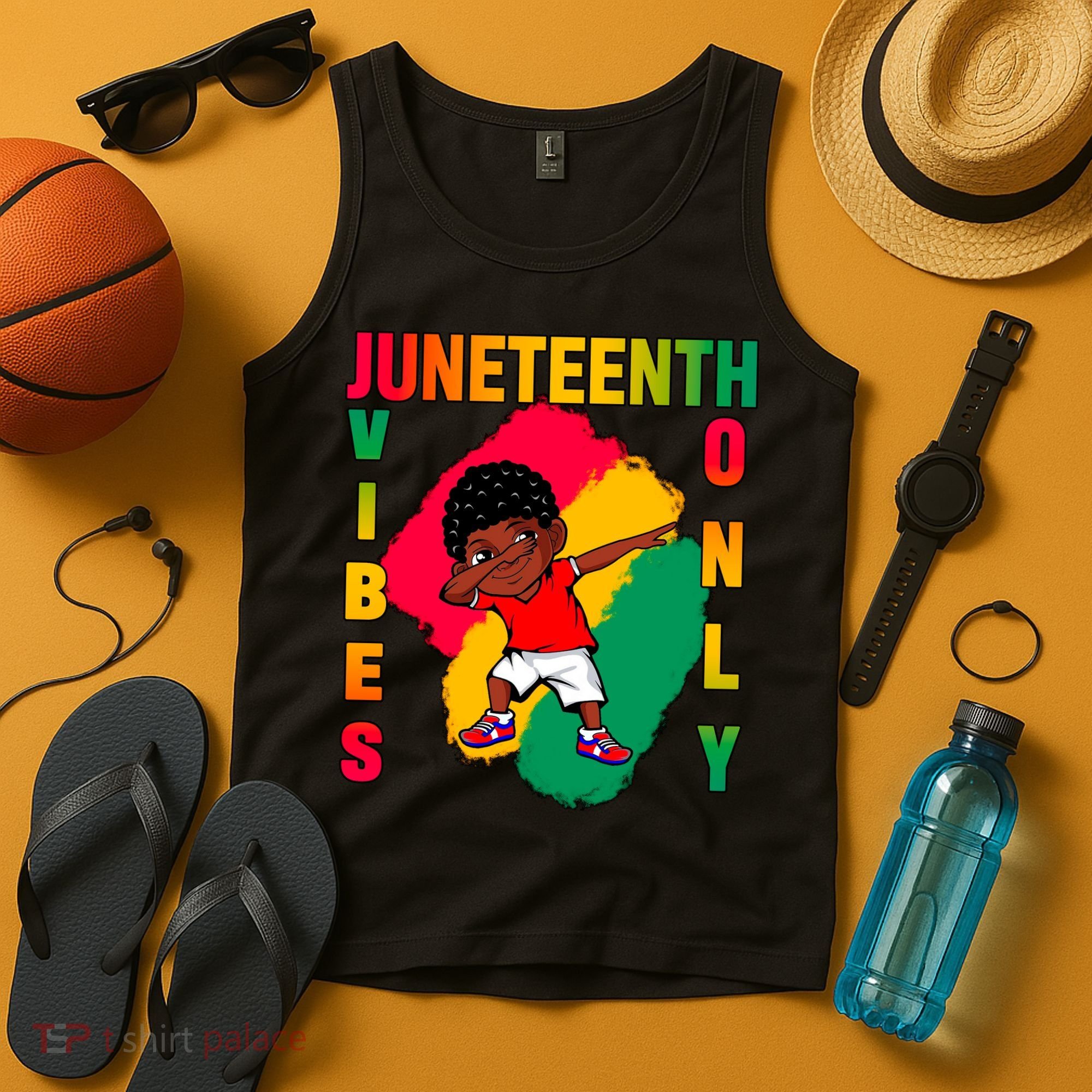 Juneteenth Vibes Only Dabbing African American Boys Tank Top