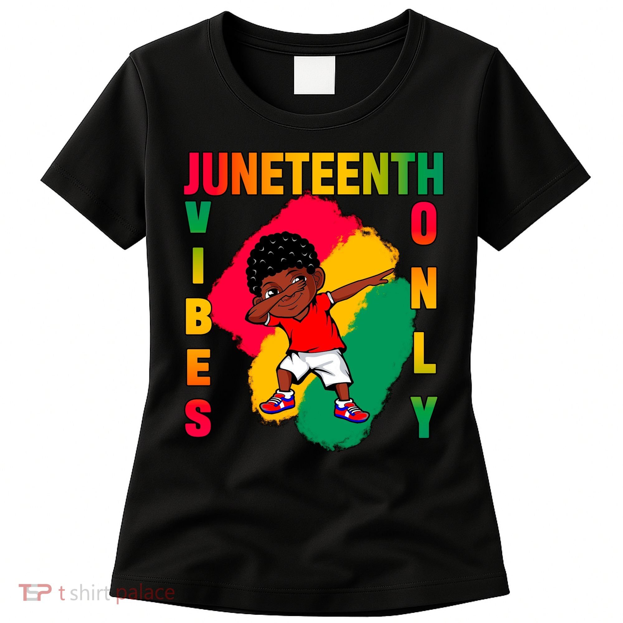 Juneteenth Vibes Only Dabbing African American Boys Women's T-Shirt