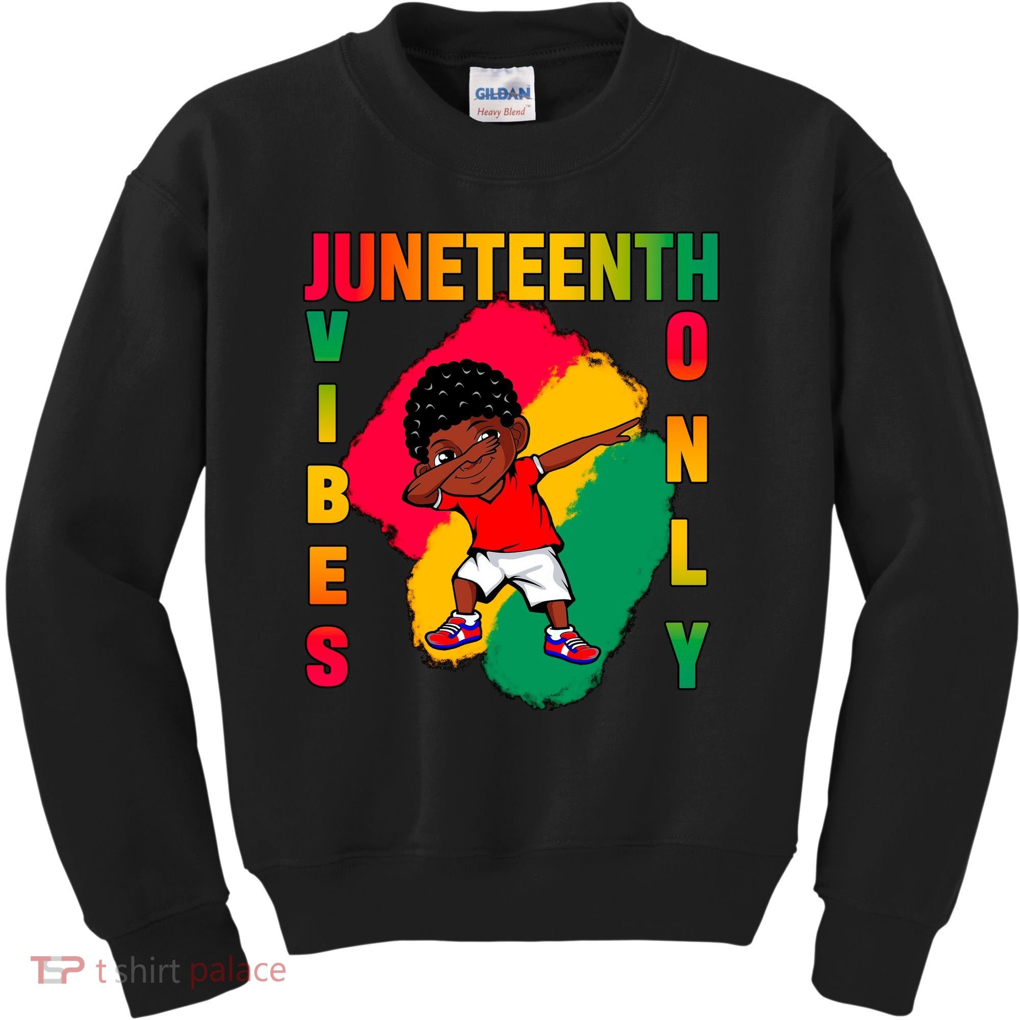 Juneteenth Vibes Only Dabbing African American Boys Kids Sweatshirt
