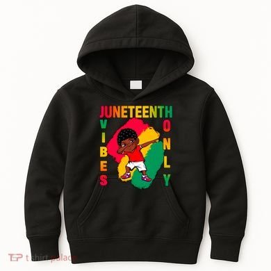 Juneteenth Vibes Only Dabbing African American Boys Kids Hoodie
