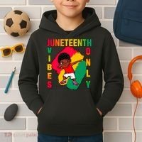 Juneteenth Vibes Only Dabbing African American Boys Kids Hoodie thumb 2