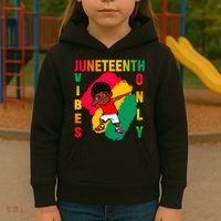 Juneteenth Vibes Only Dabbing African American Boys Kids Hoodie thumb 3
