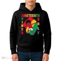 Juneteenth Vibes Only Dabbing African American Boys Kids Hoodie thumb 4