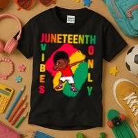Juneteenth Vibes Only Dabbing African American Boys Kids T-Shirt thumb 3