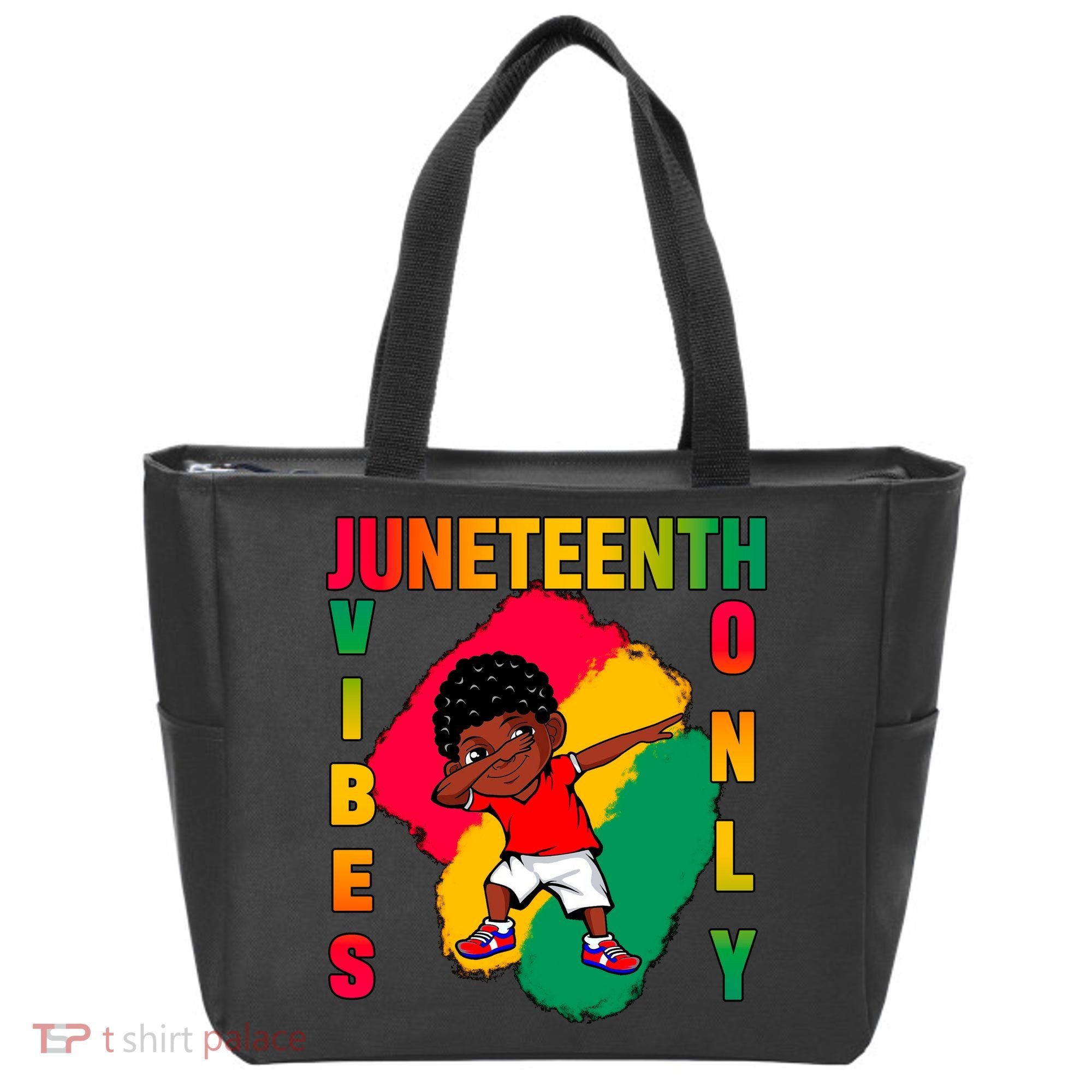 Juneteenth Vibes Only Dabbing African American Boys Tote Bag