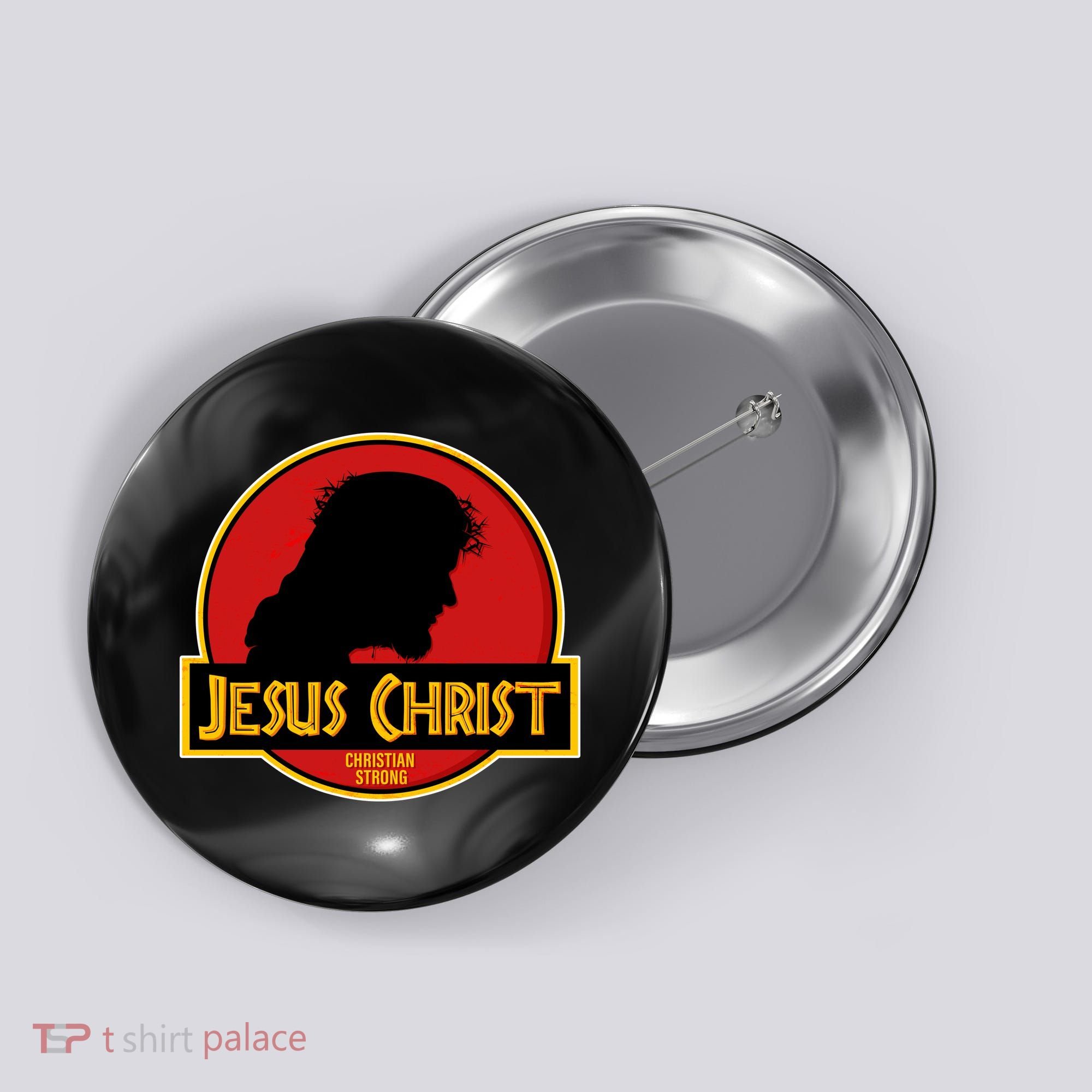 Jurassic Jesus Christ Christian Faith Button