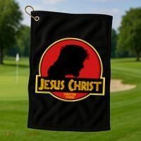 Jurassic Jesus Christ Christian Faith Golf Towel thumb 1