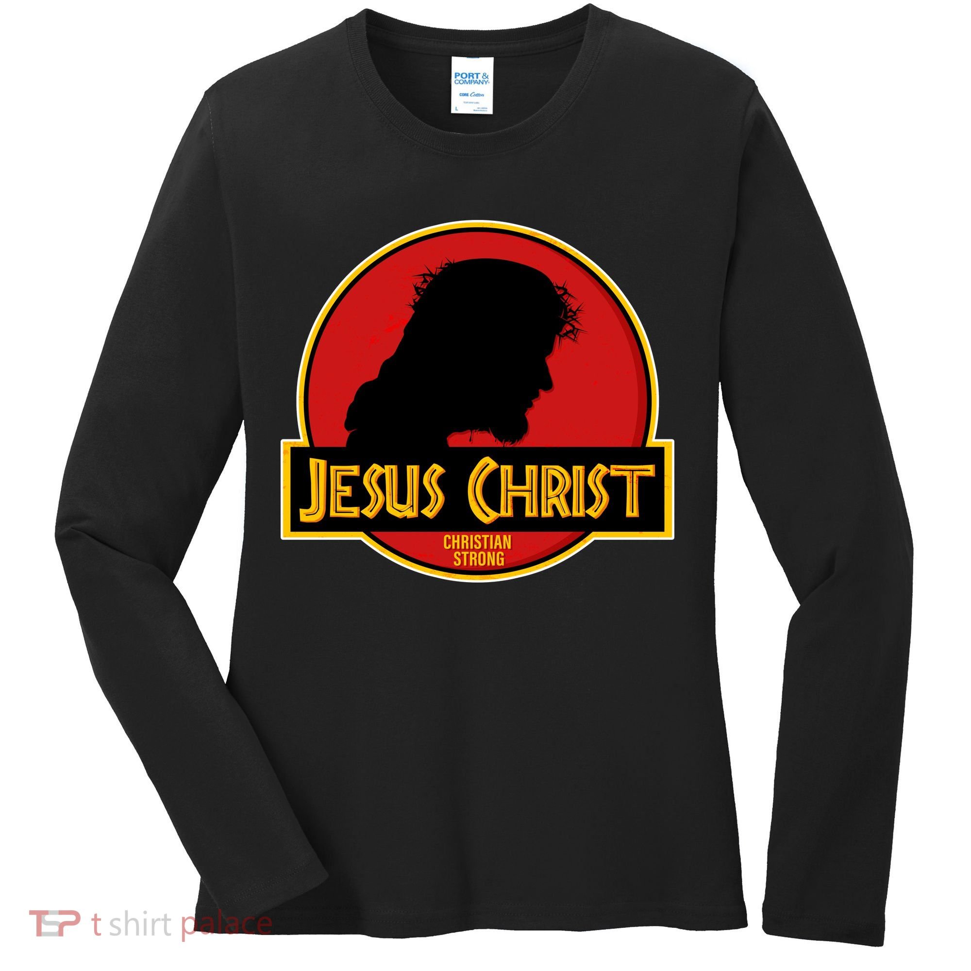 Jurassic Jesus Christ Christian Faith Women's Long Sleeve Shirt