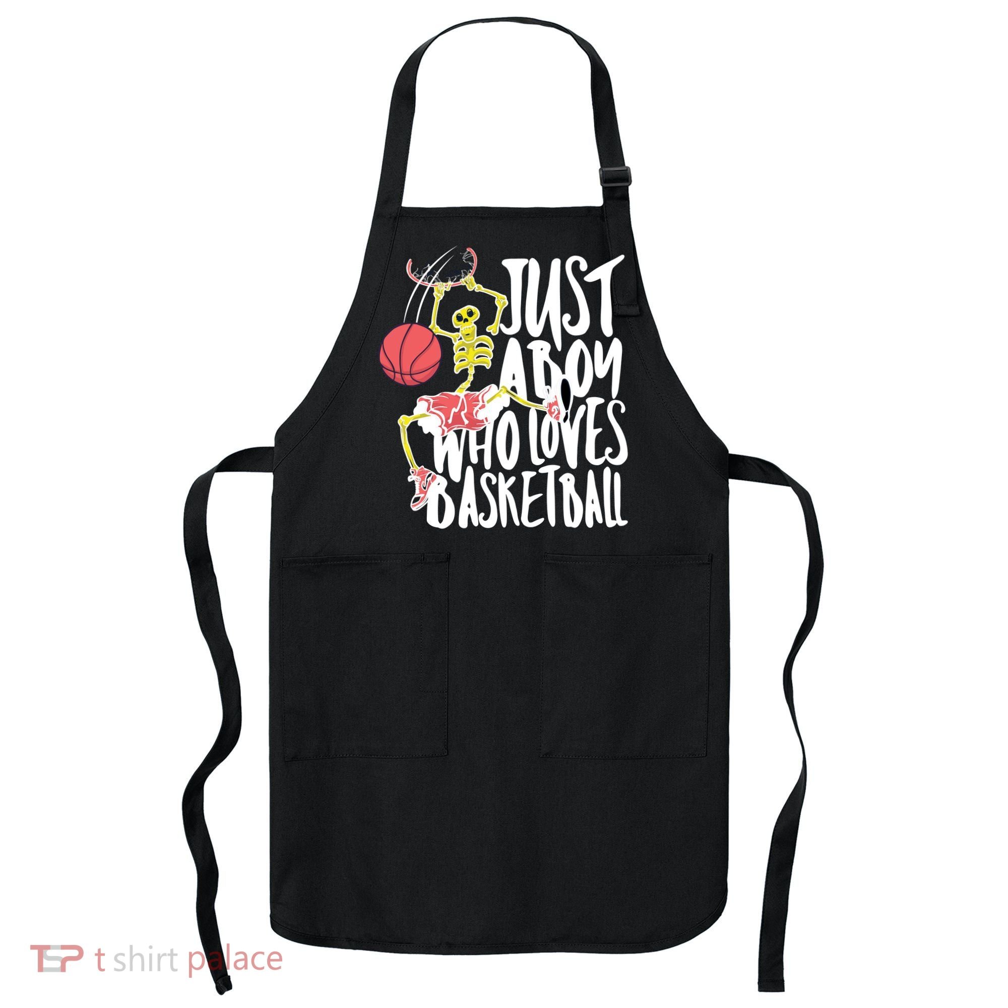 Just A Boy Who Loves Basketball Skeleton Apron