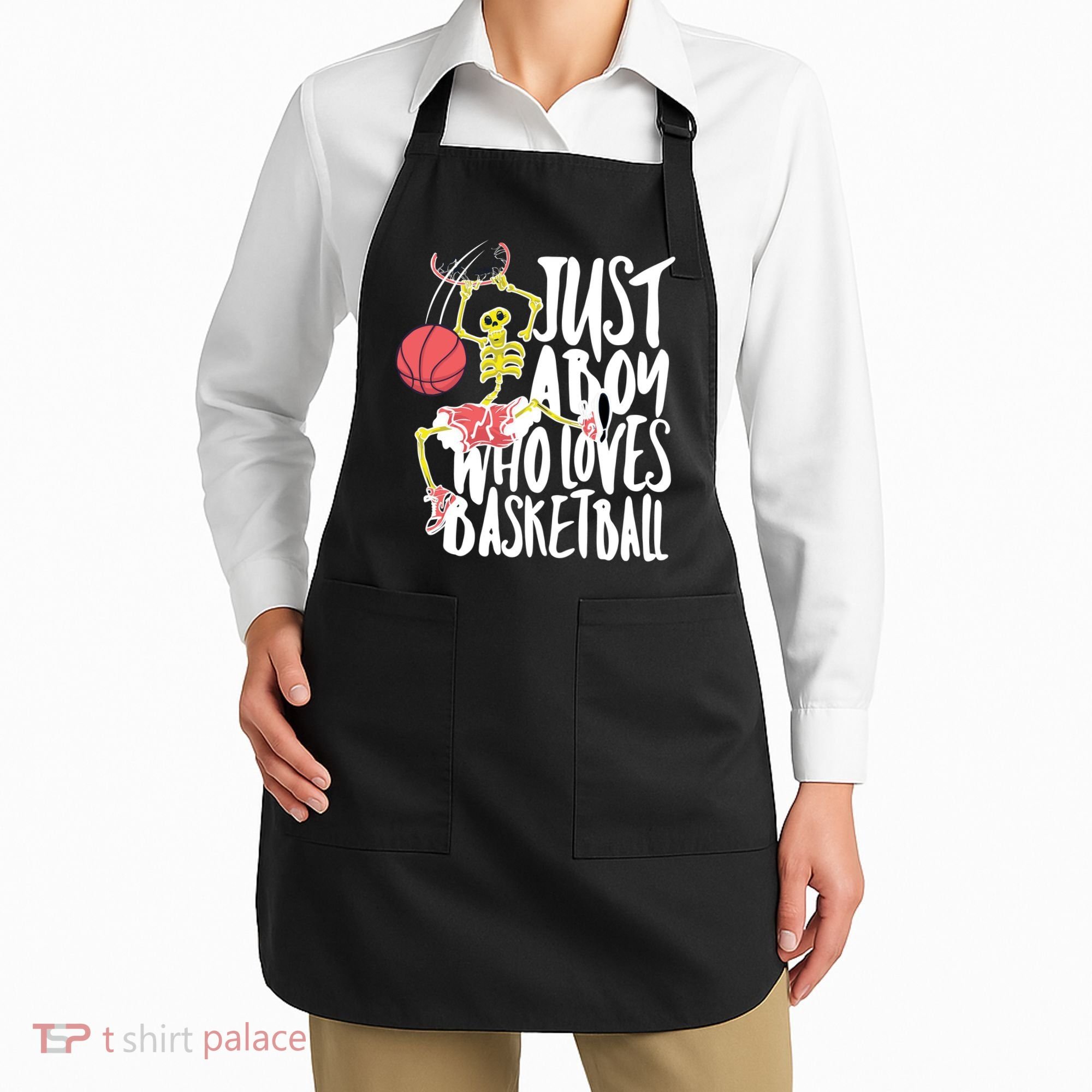 Just A Boy Who Loves Basketball Skeleton Apron