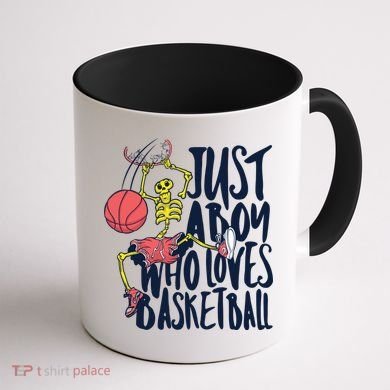 Just A Boy Who Loves Basketball Skeleton Coffee Mug back