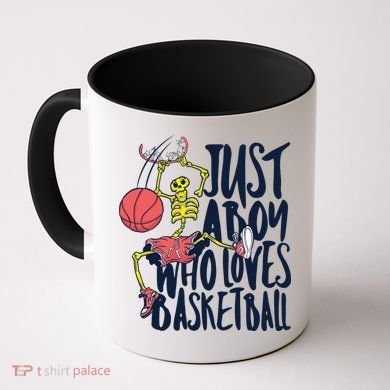 Just A Boy Who Loves Basketball Skeleton Coffee Mug