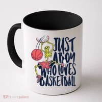 Just A Boy Who Loves Basketball Skeleton Coffee Mug thumb 0