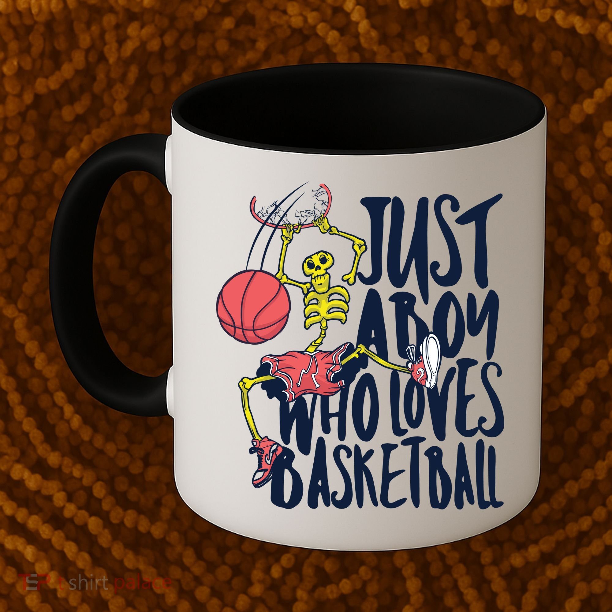 Just A Boy Who Loves Basketball Skeleton Coffee Mug