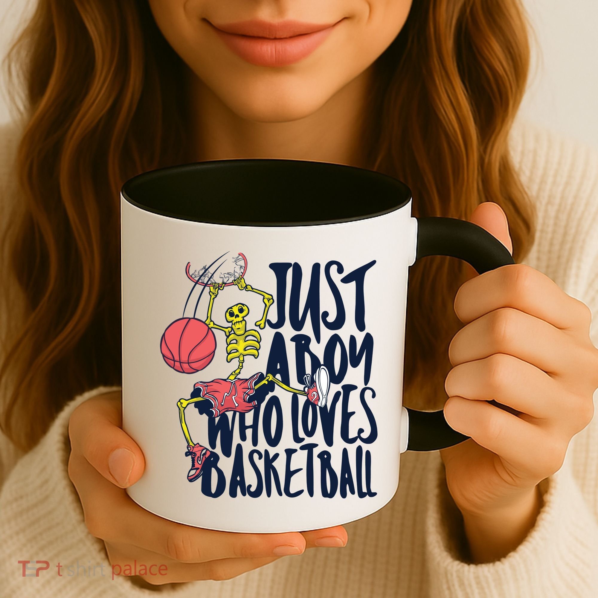 Just A Boy Who Loves Basketball Skeleton Coffee Mug