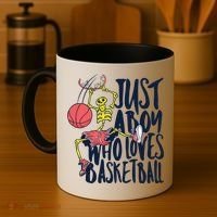 Just A Boy Who Loves Basketball Skeleton Coffee Mug thumb 4