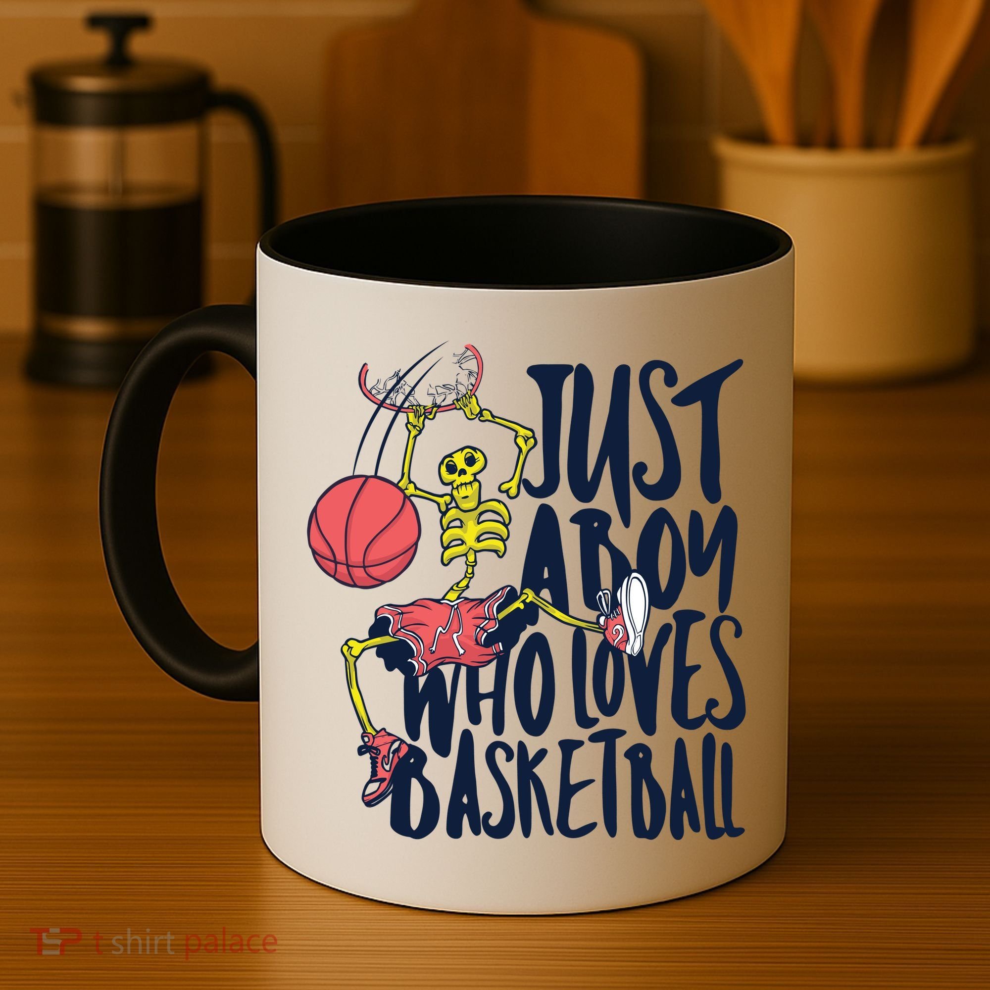 Just A Boy Who Loves Basketball Skeleton Coffee Mug