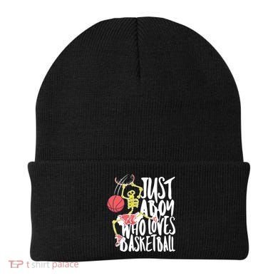 Just A Boy Who Loves Basketball Skeleton Beanie