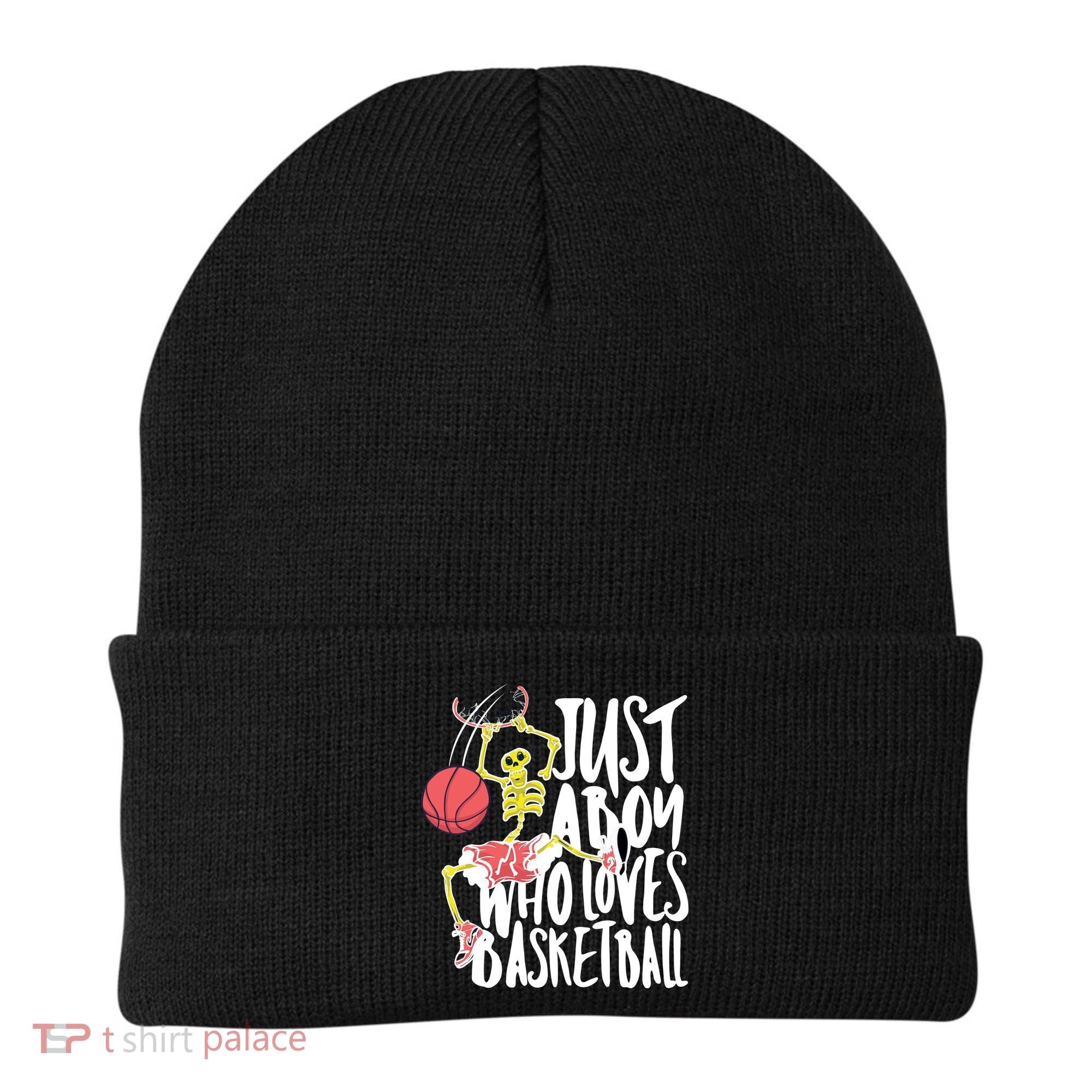 Just A Boy Who Loves Basketball Skeleton Beanie
