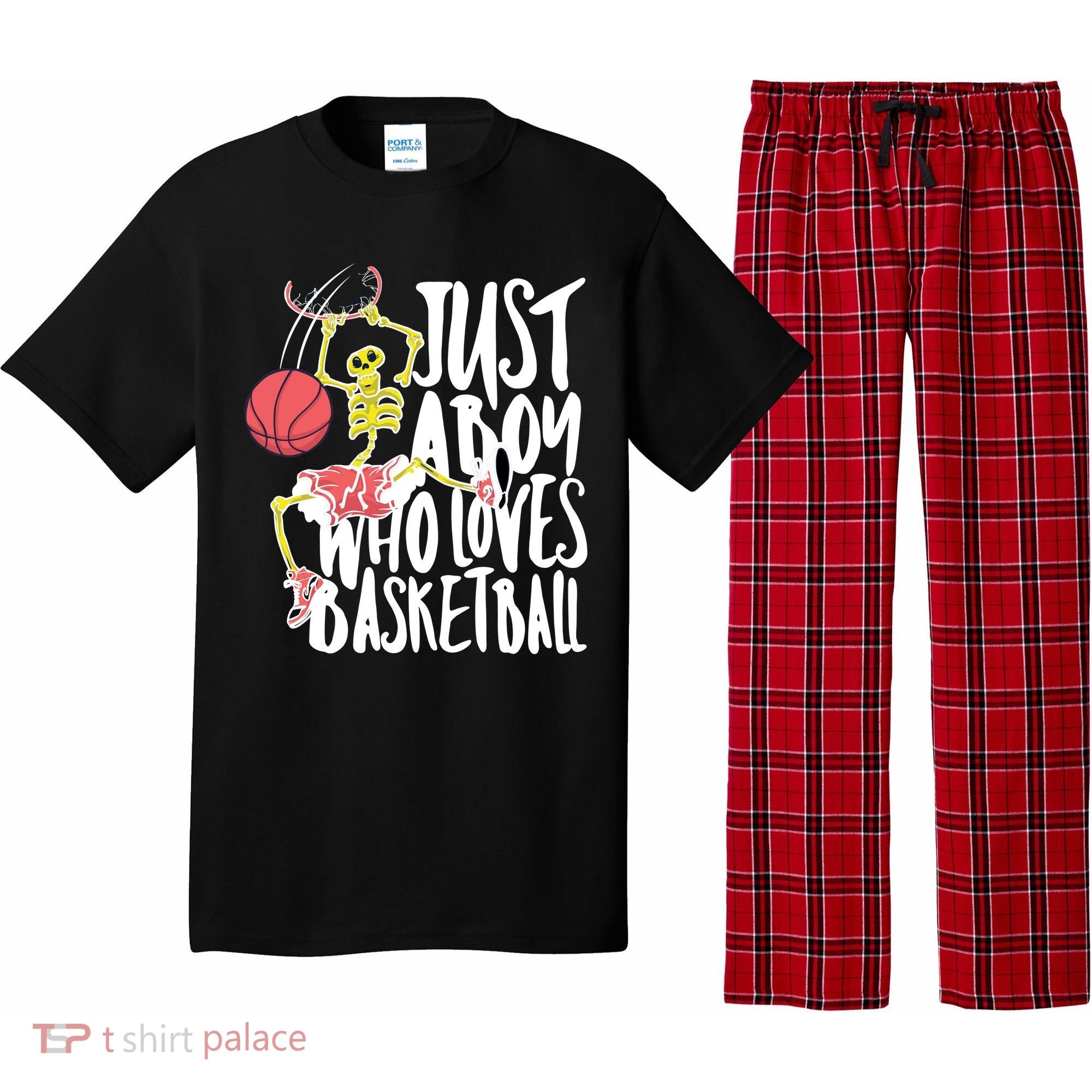 Just A Boy Who Loves Basketball Skeleton Pajama Set