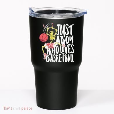 Just A Boy Who Loves Basketball Skeleton Tumbler