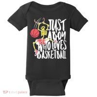Just A Boy Who Loves Basketball Skeleton Baby Bodysuit thumb 0