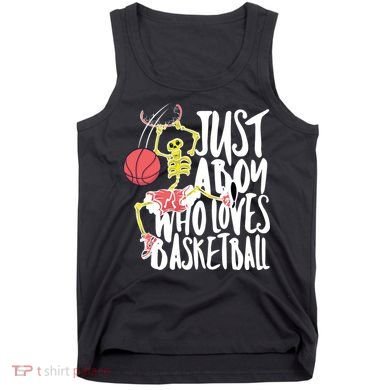 Just A Boy Who Loves Basketball Skeleton Tank Top