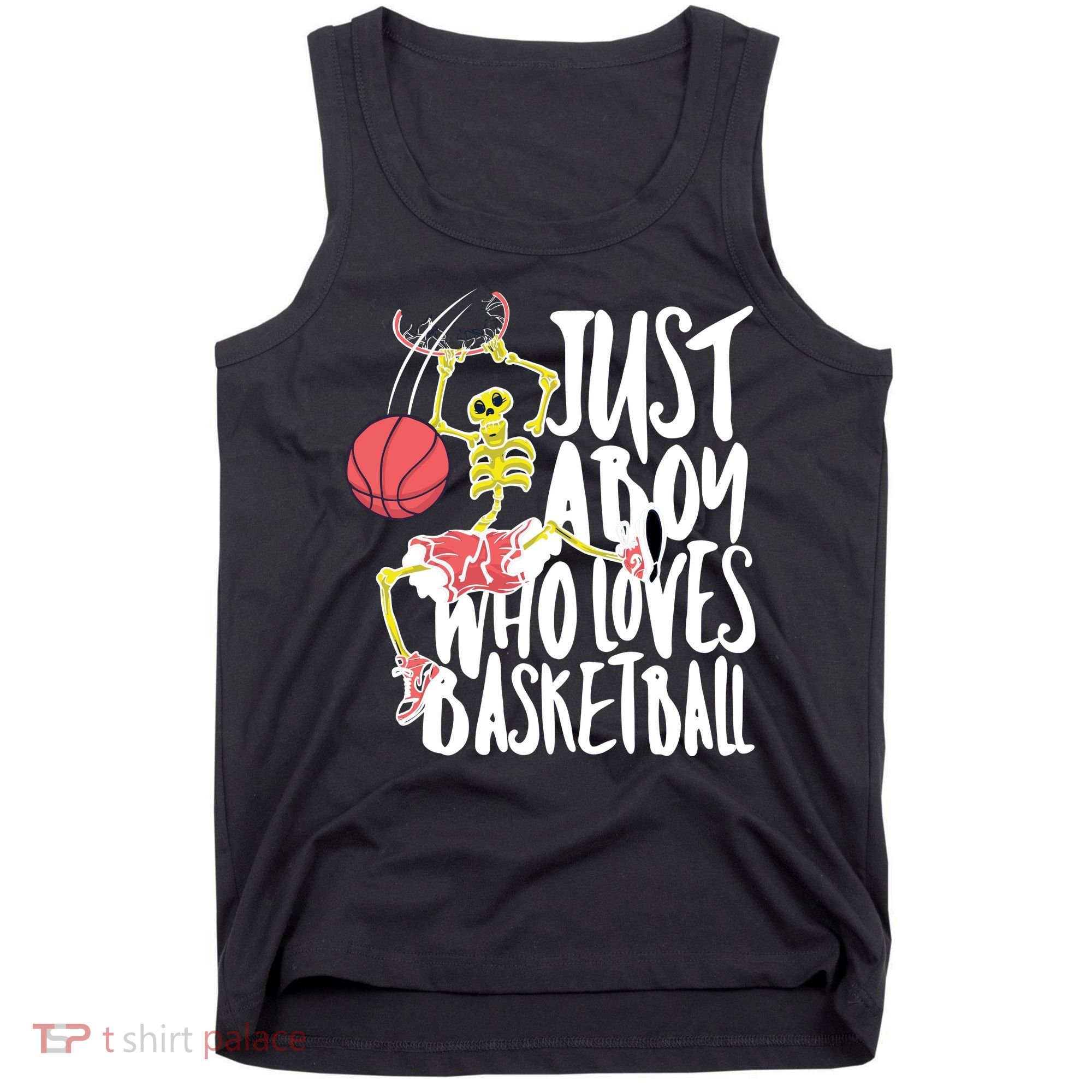 Just A Boy Who Loves Basketball Skeleton Tank Top