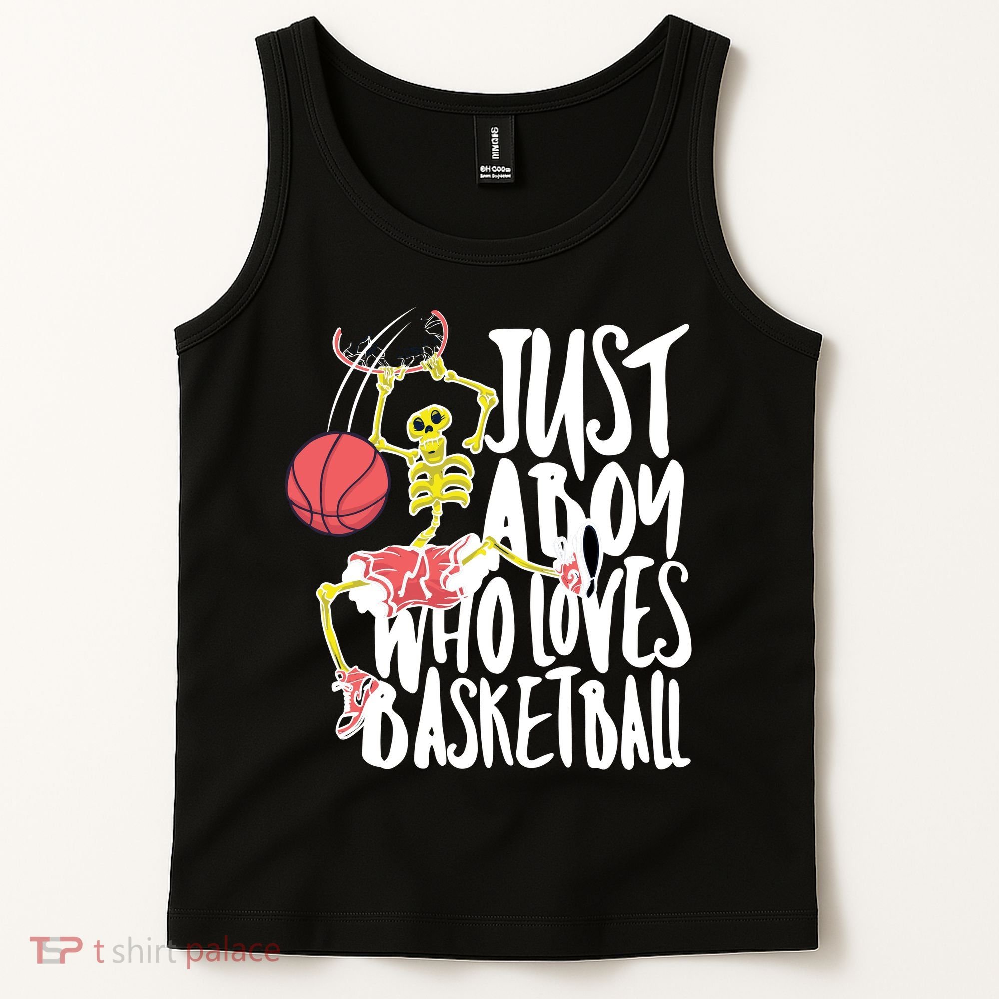 Just A Boy Who Loves Basketball Skeleton Tank Top
