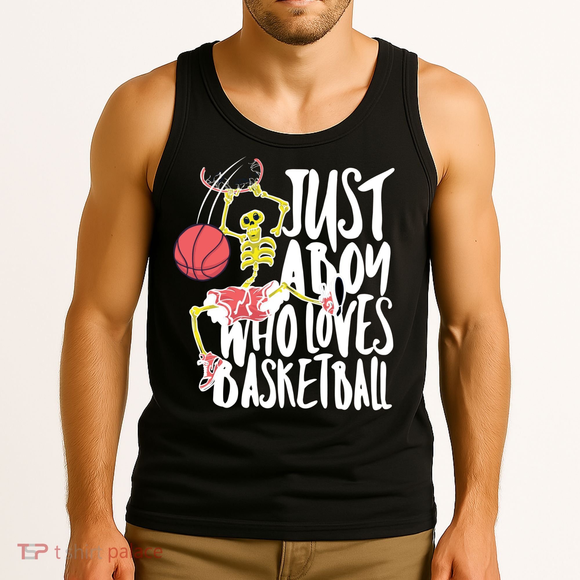 Just A Boy Who Loves Basketball Skeleton Tank Top