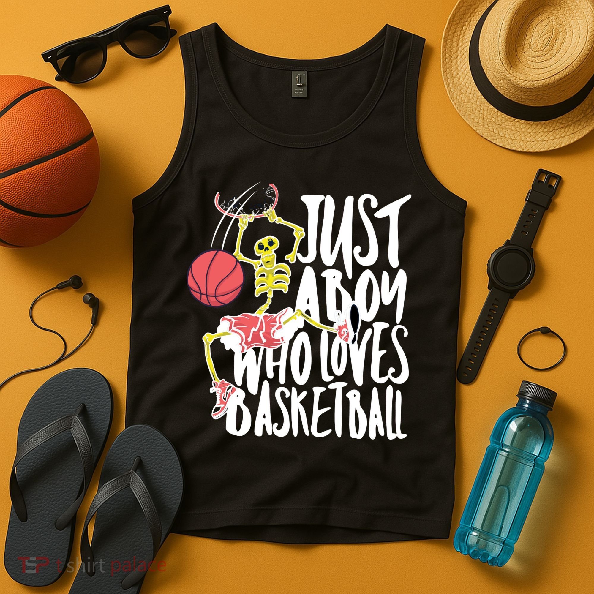 Just A Boy Who Loves Basketball Skeleton Tank Top