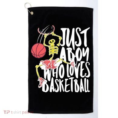 Just A Boy Who Loves Basketball Skeleton Golf Towel