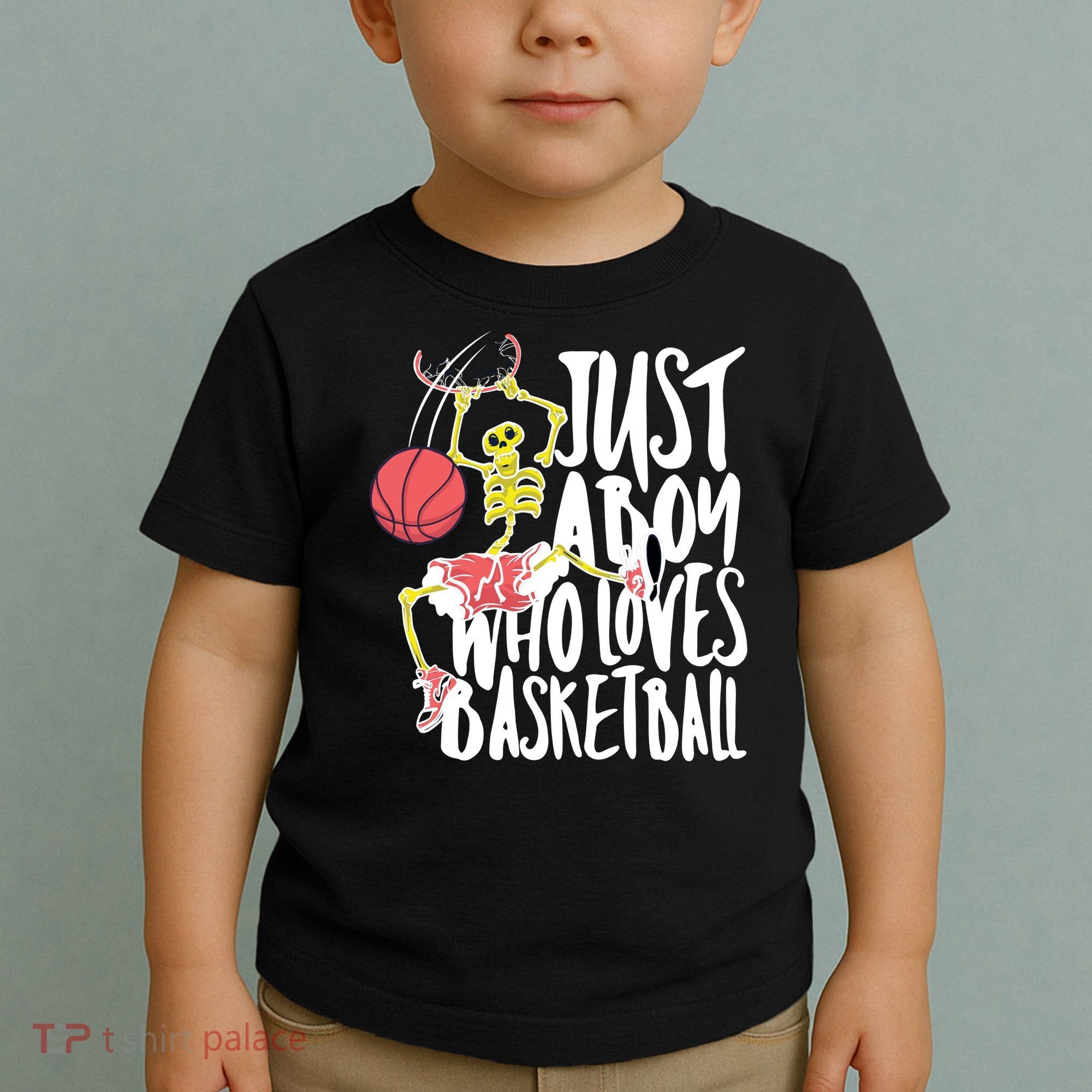 Just A Boy Who Loves Basketball Skeleton Toddler T-Shirt