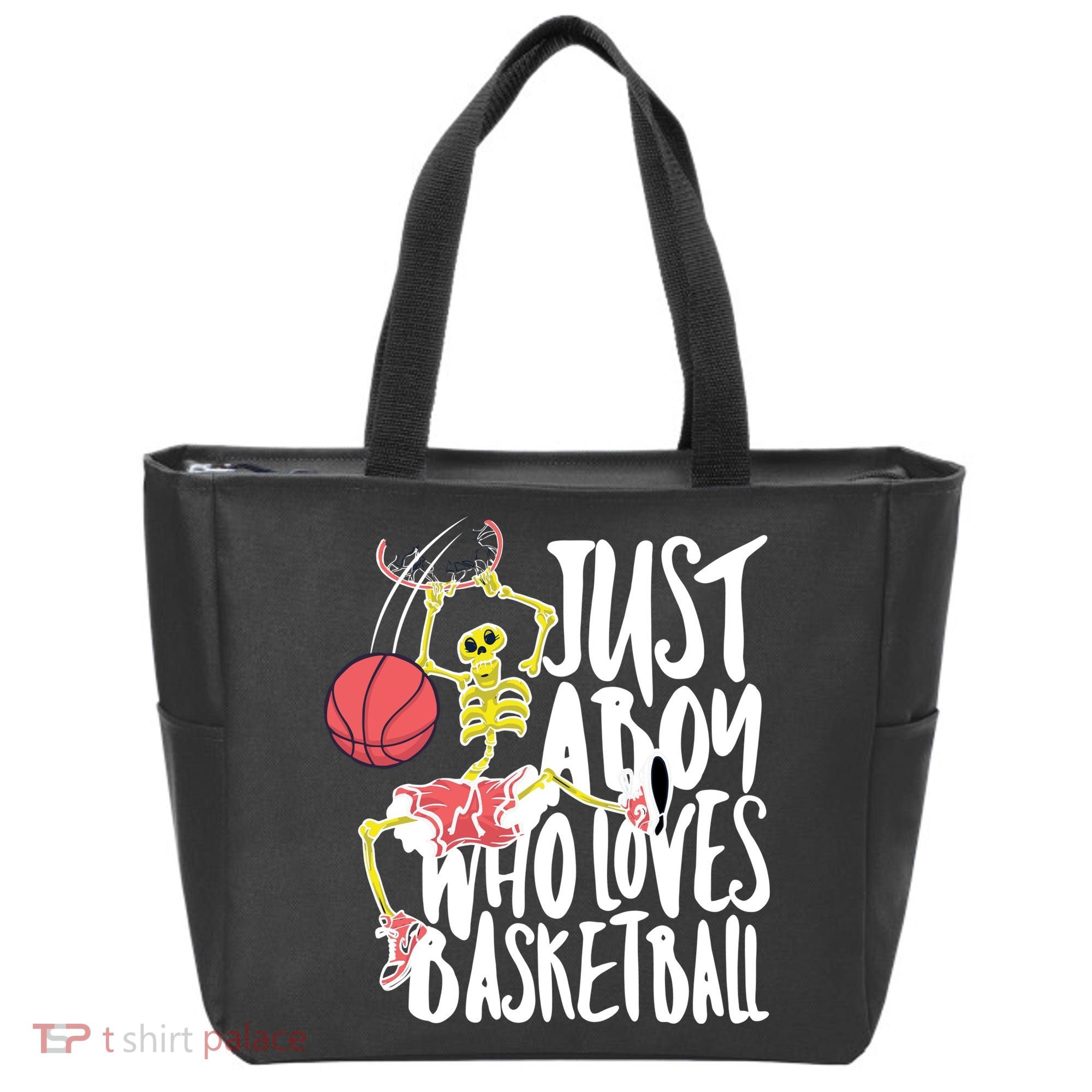 Just A Boy Who Loves Basketball Skeleton Tote Bag
