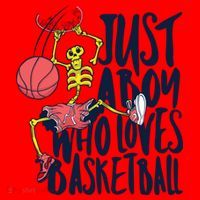 Just A Boy Who Loves Basketball Skeleton Santa Hat thumb 1