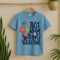 Just A Boy Who Loves Basketball Skeleton T-Shirt thumb 2
