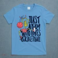 Just A Boy Who Loves Basketball Skeleton T-Shirt thumb 4