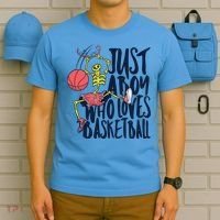 Just A Boy Who Loves Basketball Skeleton T-Shirt thumb 5