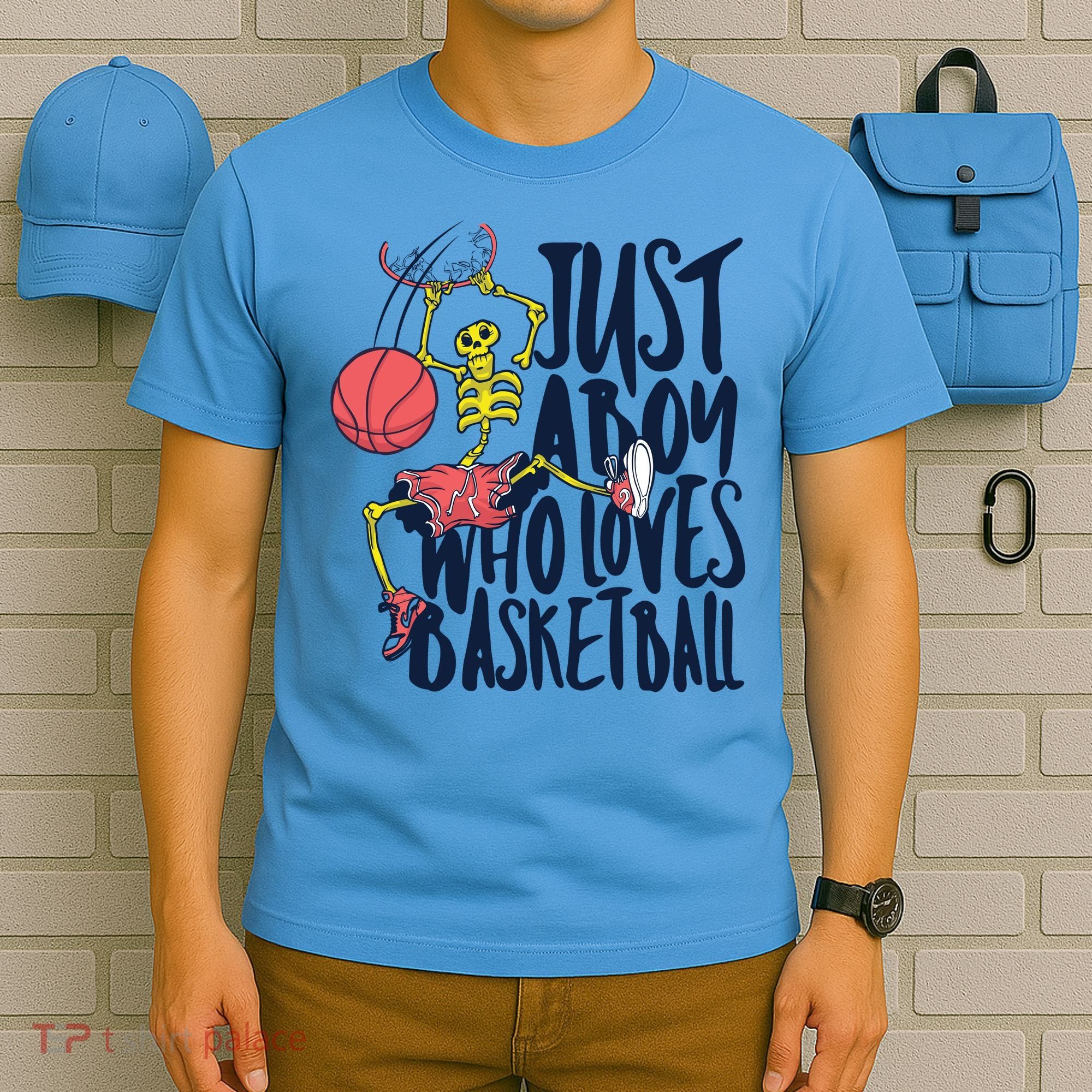 Just A Boy Who Loves Basketball Skeleton T-Shirt