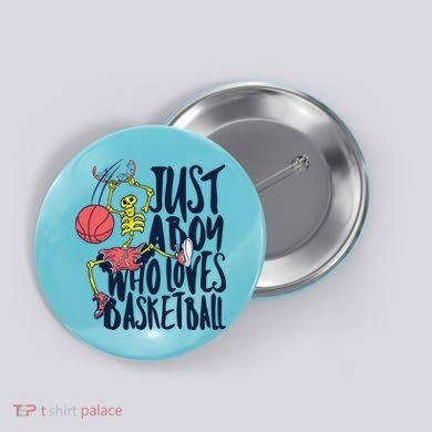 Just A Boy Who Loves Basketball Skeleton Button