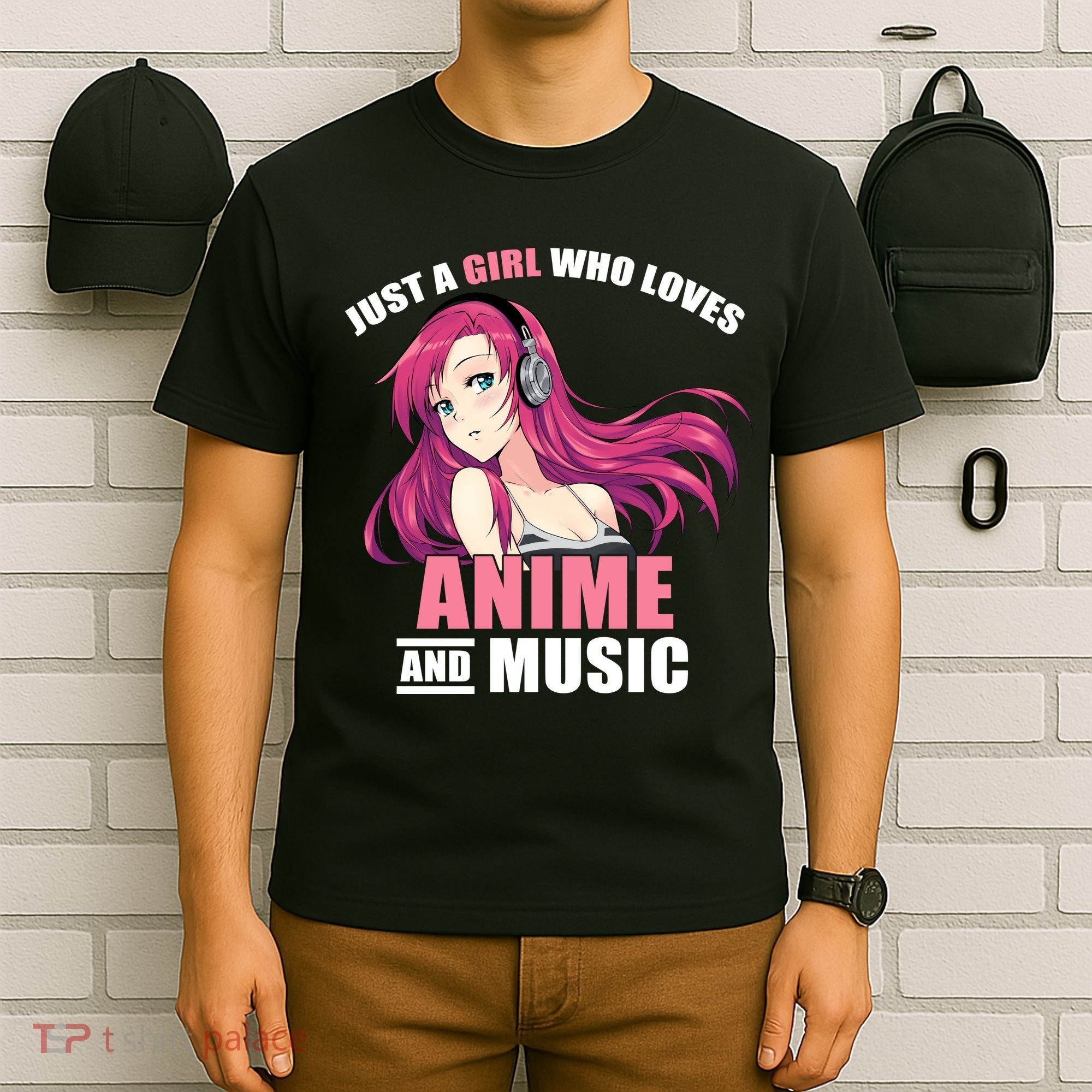Just A Girl Who Like Anime And Music Funny Anime T-Shirt